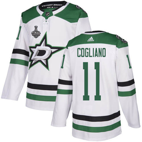 Adidas Men Dallas Stars #11 Andrew Cogliano White Road Authentic 2020 Stanley Cup Final Stitched NHL Jersey